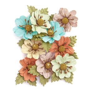 3D Papierové kvety farebné / 9 dielna sada