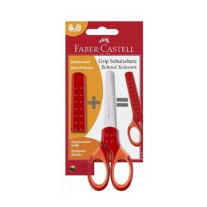 Školské nožnice s obalom Faber-Castell - červené