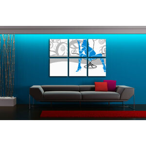 Ručne maľovaný POP Art obraz  Blue Woman 6 dielny  bw (POP ART obrazy)