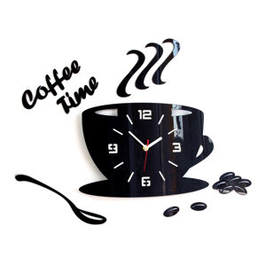 Moderné nástenné hodiny COFFE TIME 3D BLACK